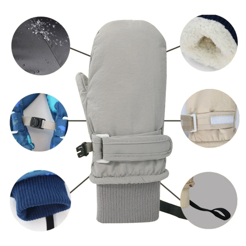 Baby Girls Boys Winter Ski Gloves Fleece Lining Gloves for Warmth Anti Lost String Design Perfect Christmas Present G99C 5