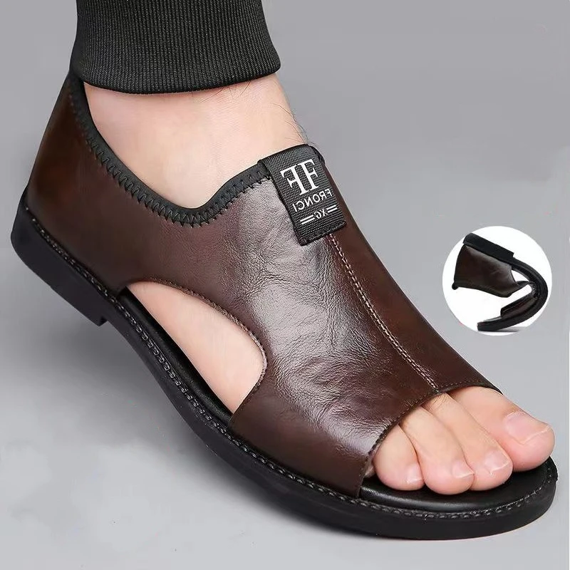 Sandals for Men Brand Casual Shoes 2026 Fashion Men's Slippers Comfortable Beach Shoes High Quality Leather Men Flat Sandals - 3