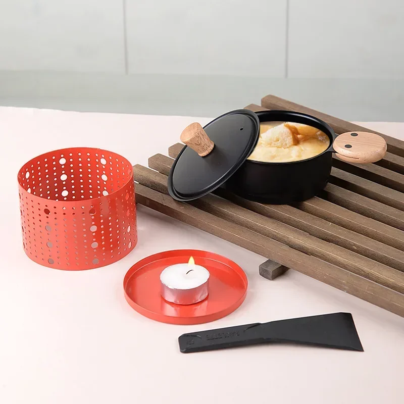 Cheese Fondue Set Cheese Raclette Fondue Pot Table Grill Cheese Ice Cream Chocolate Melting Hotpot Porcelain DIY Fondue Set Butter Melter Warmer
