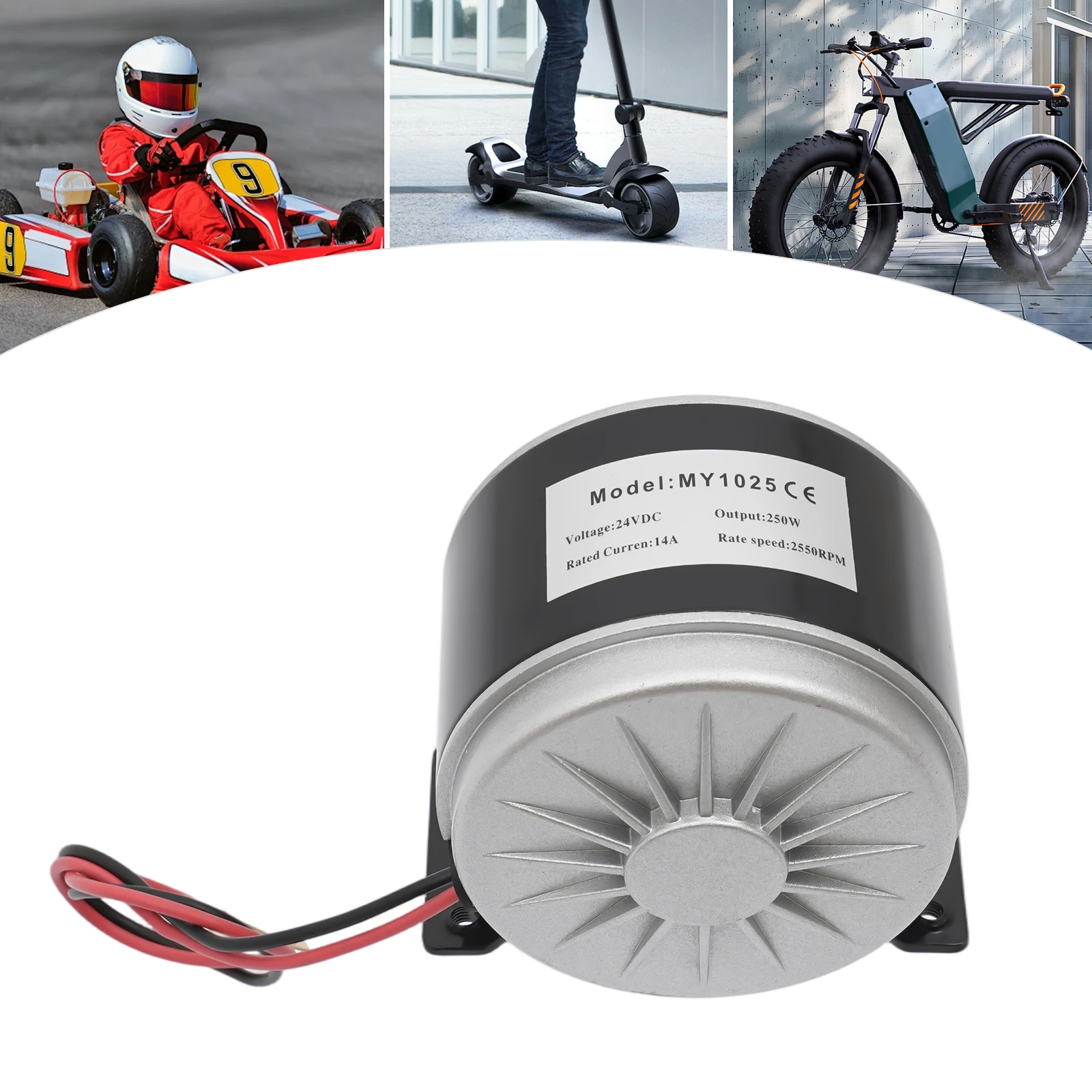 250w 24v Pure Copper Electric Scooter Motor, Brushed E-Bike Motor Lightweight Chain Drive Motor for E-Scooter Mini Motorcycle