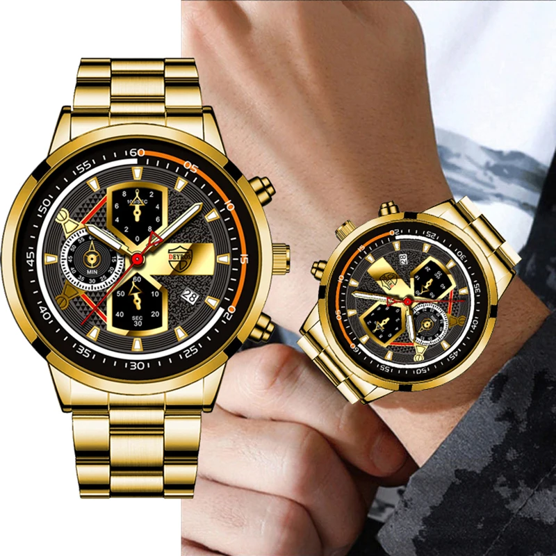 

New Heat Exquisite Glow Pointer Calendar Multifunctional Dial Men's Quartz Steel Band Watch Suitable for Men's Holiday Gifts