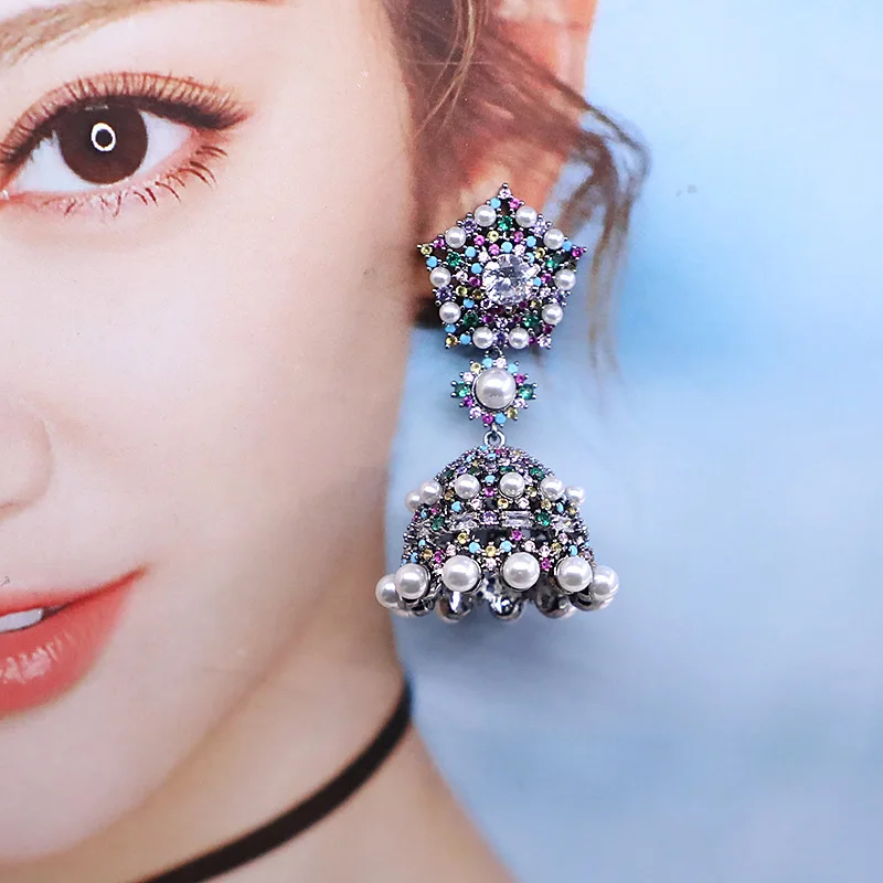 Bilincolor Micro Inlaid Zircon Wind Chime Earrings