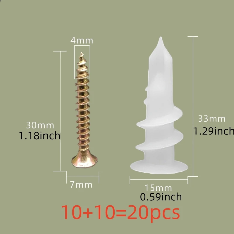 Self Drilling Drywall Anchor with Tapping Screw for Plasterboard Gypsum Hollow Cavity Wall Expansion Plug Plastic Nylon 10sets Drywall Anchor Kit Hollow Wall Anchor Set