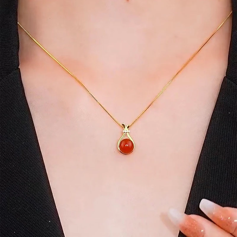 

National Style Lucky Bag Gourd Pendant Necklace Light Luxury Niche Design High-end