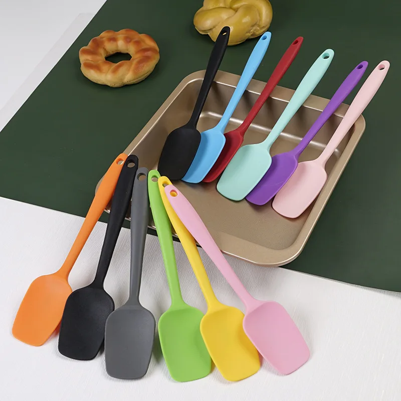 Cooking Spoons Universal Heat Resistant Integrate Handle Silicone Spoon Scraper Spatula Ice Cream Cake For Kitchen Non-Stick Cooking Tools