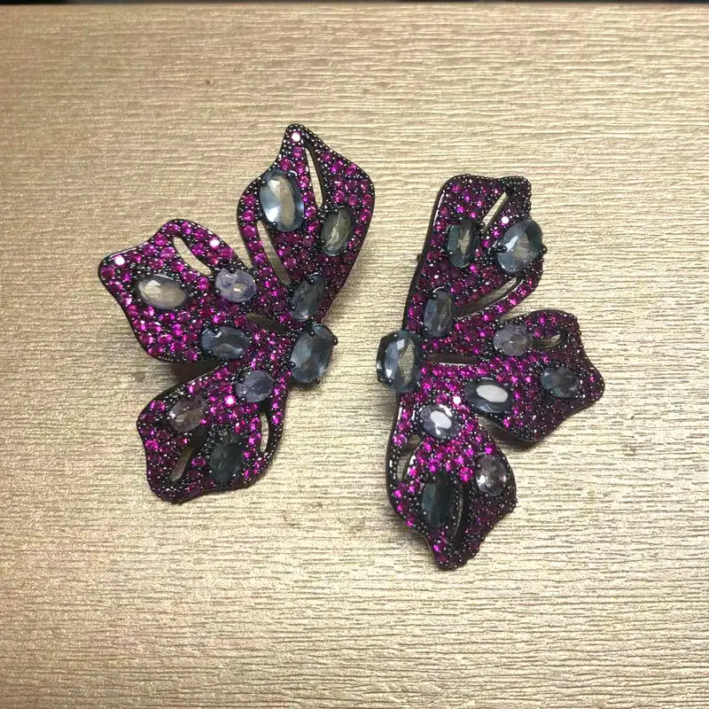 

Bilincolor Cubic Zirocnia Vintage Red Butterlfy Earring for Women