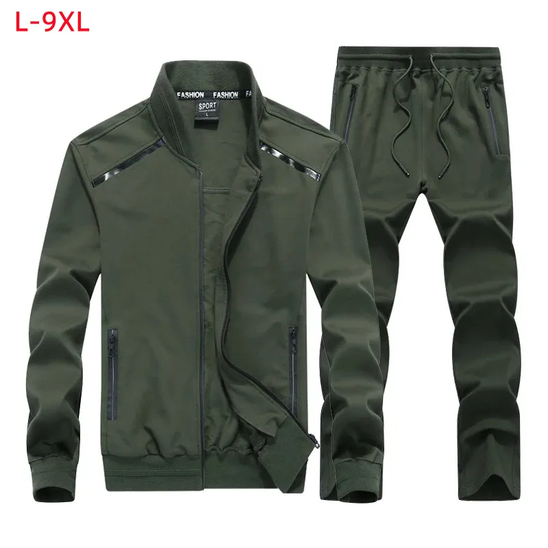

Large Size L- 9xl Men's Two Piece Sets Spring Autumn Sweatsuits Zipper Tracksuits Male Sport Jackets Set Sportswear High quality