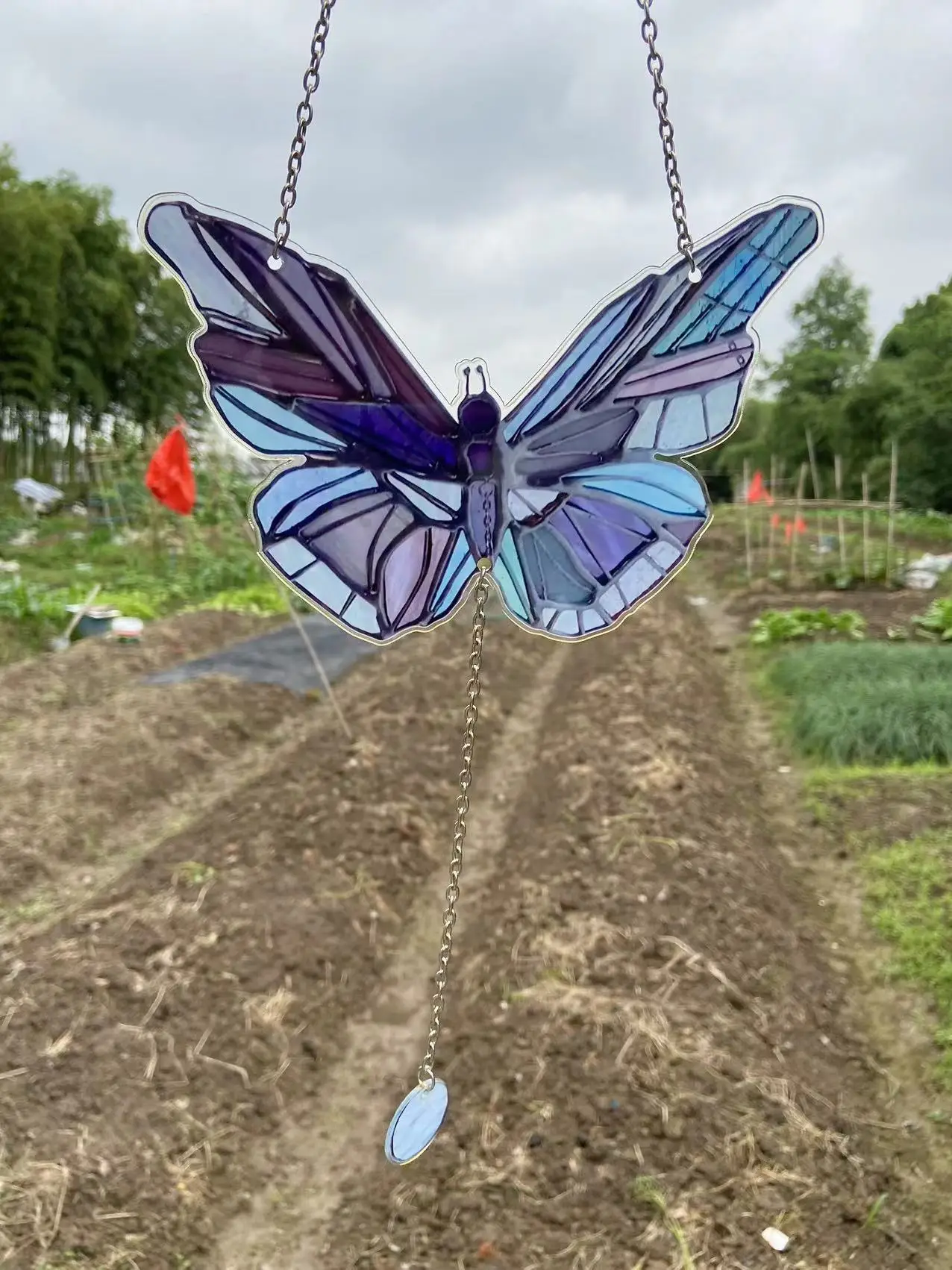 Acrylic Sun Catcher Colorful Butterfly Rainbow Catcher Hangable Wind Chime Window Pendant Garden Decoration Outdoor 5