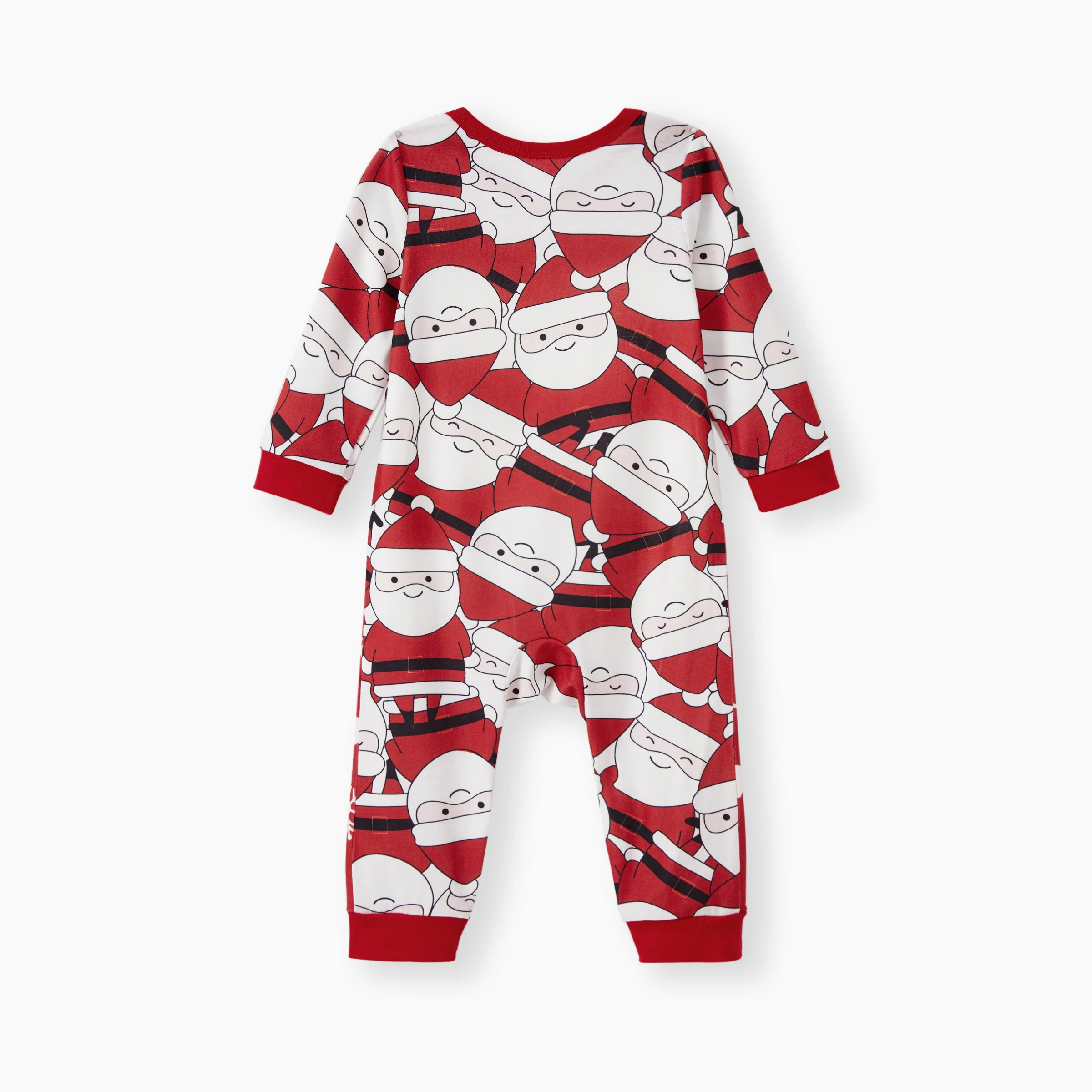 thumbnail image 3 of Conjuntos de pijamas navideños a juego para toda la familia con estampado gráfico de Papá Noel grande en la parte delantera y trasera, 3 of 5