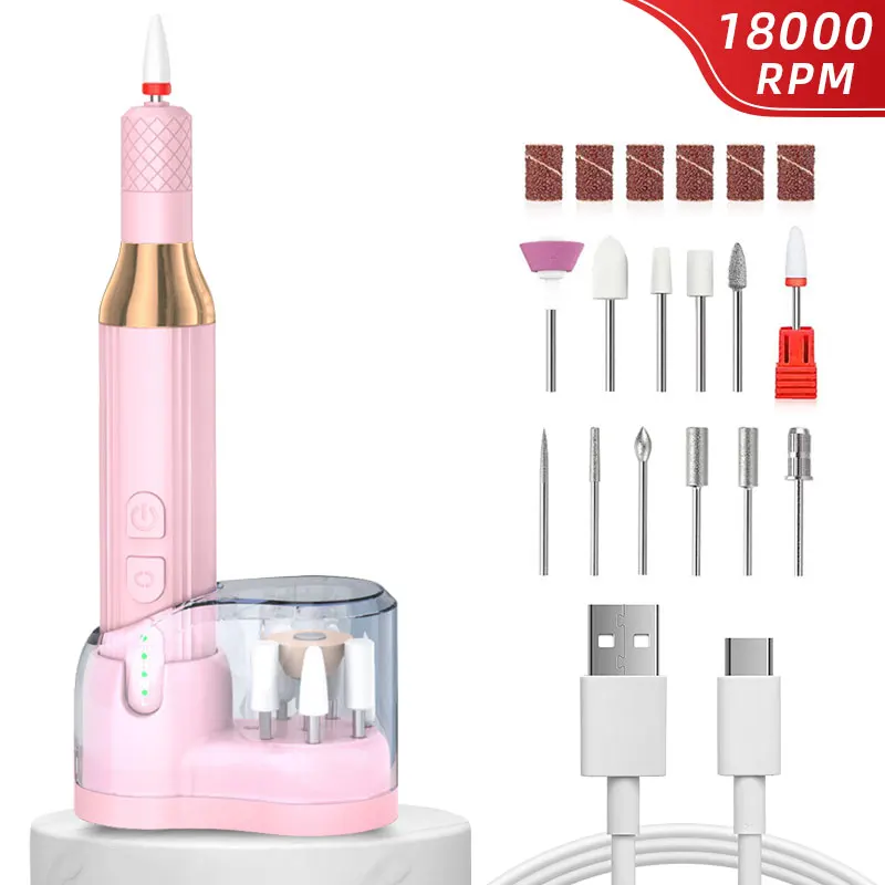 

18000RPM Nail Drill Machine Rechargeable Electric Nail Sander For Gel Removing Professional Manicure Machine Equipment Tools
