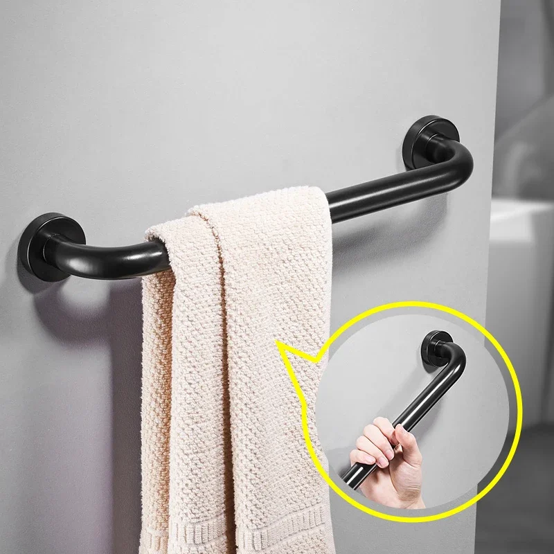 Black Chrome Toilet Handrail For Bathroom Bathtub Armrest Safety Grab Bars Door Handle Towel Rack SUS304 WC Accessories