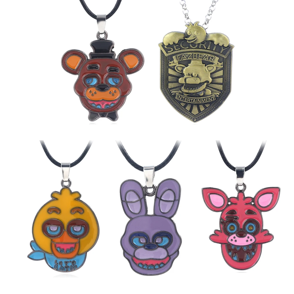 Anime Game FNAF Figures Freddy Necklace Foxy Bonnie Animal Doll Figure Pendant  Necklace Jewelry Accessories Kids Gift