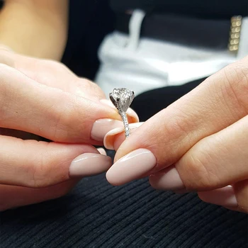 6.5mm Round Cut Moissanite Engagement Ring Classic 925 Sterling Silver Wedding Rings for Women Fine Jewelry Accessories 6