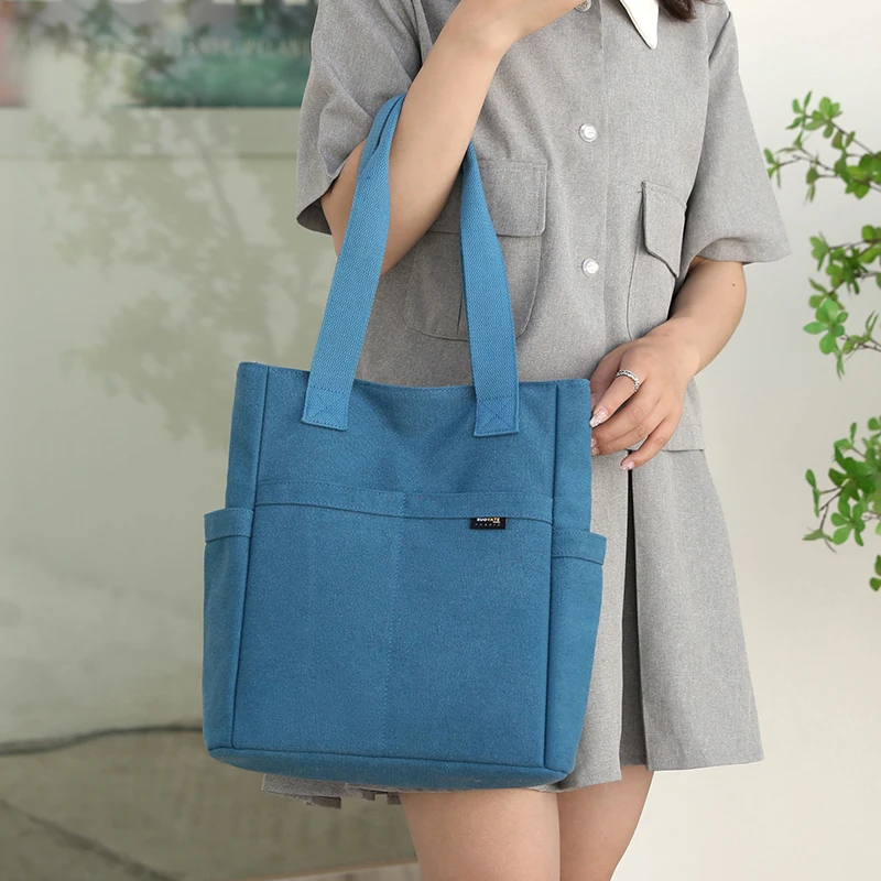 Large Capacity Canvas Shoulder Bag for Women Lady's Casual Top-Handle Bag Daily Use Handbag Lady Shopping Totes Travel Bag 2023