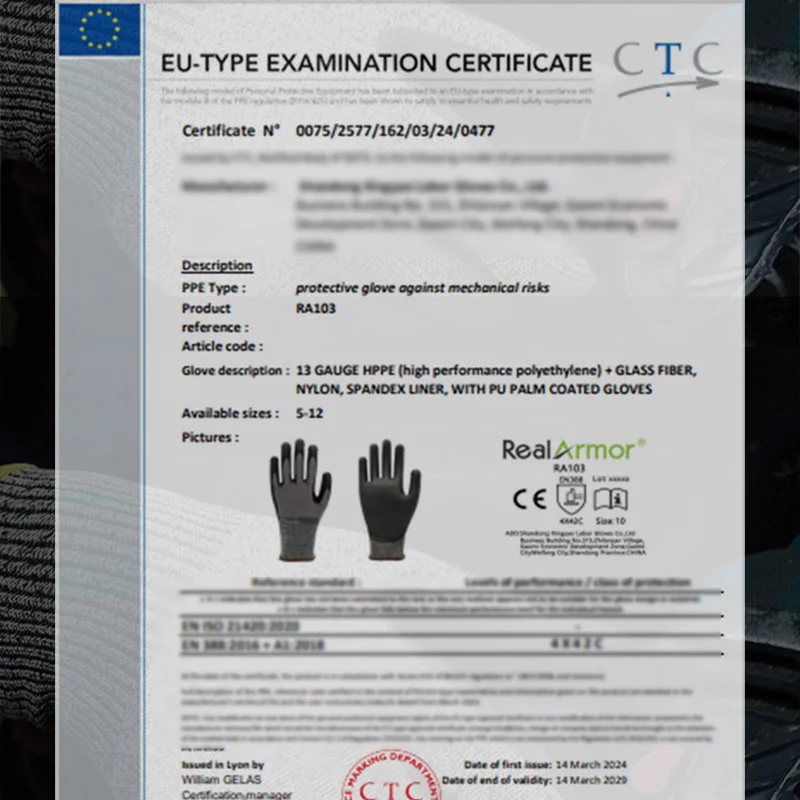 Cut-resistant work gloves anti-slip wear-resistant PU coated scratch-resistant anti cut gloves protective gloves