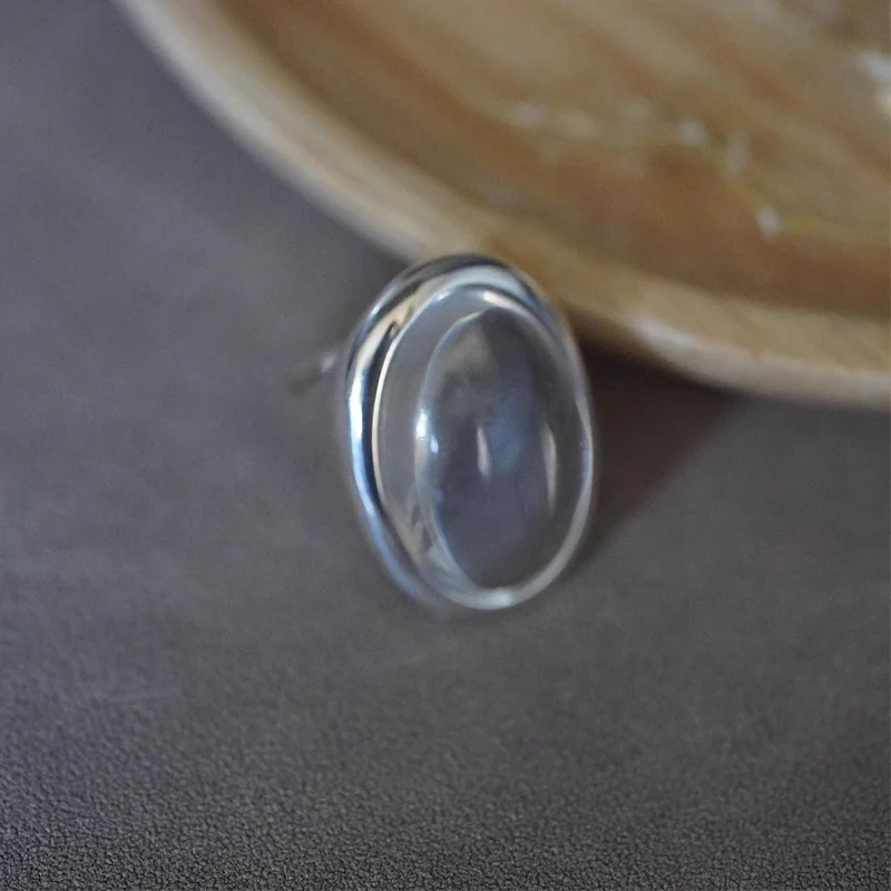 Crystal rings Foxanry silver color ellipse crystal rings for women simple exaggerated elegant vintage temperament engagement jewelry gifts