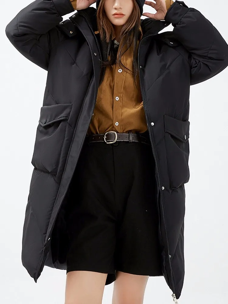 

Yzeqi 2022 Women Long Jacket Winter Parkas Thick Hooded Cotton Padded Jackets Coats Female Loose Puffer Parkas Oversize Outwear