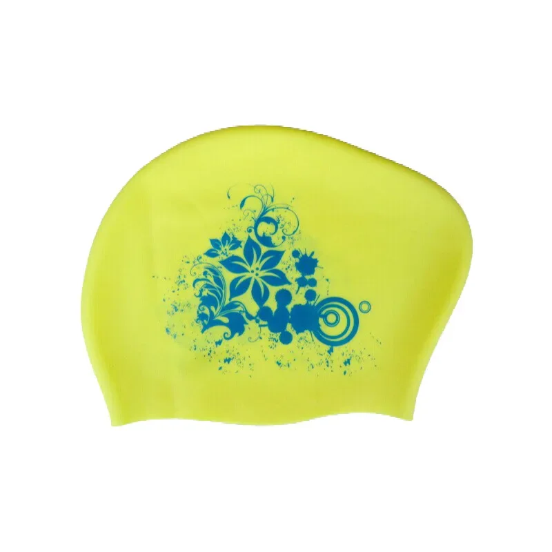 Long Hair Ear Protection Swimming Caps for Women Large Size Soft Silicone Swim Caps Floral Printed Swimming Cap Pool Accessories 6