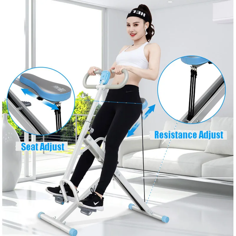 Resistance Adjustable Horse Riding Machine Squat Lift Hip Beauty Waist Slim Equipment Exercise Bike Fold Horse Racing Stimulator