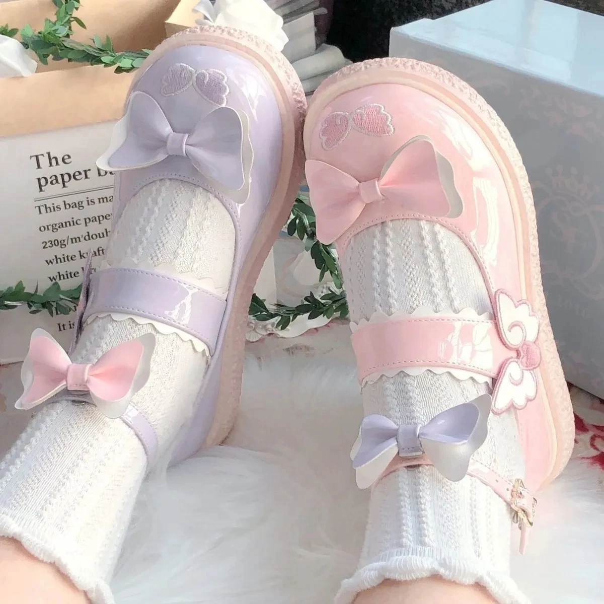 

Cosplay Sweet Tea Party Mandarin Duck Shoes Cos Girl Cream Bubbles Bow Kawaii Shoes Lolita Girls High Heel Lolishoes