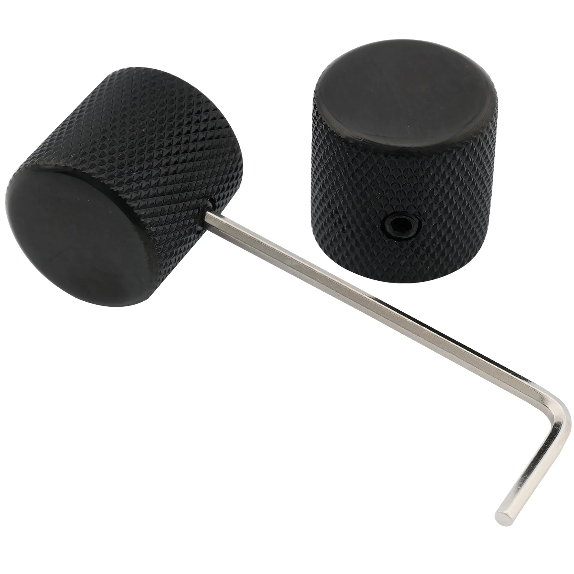 Musiclily Pro 1/4 Zoll fein gerändelte Bedienknöpfe aus Stahl mit flacher Oberseite und Stellschraube für E-Gitarre, Bass (2er-Set) – Detail 11