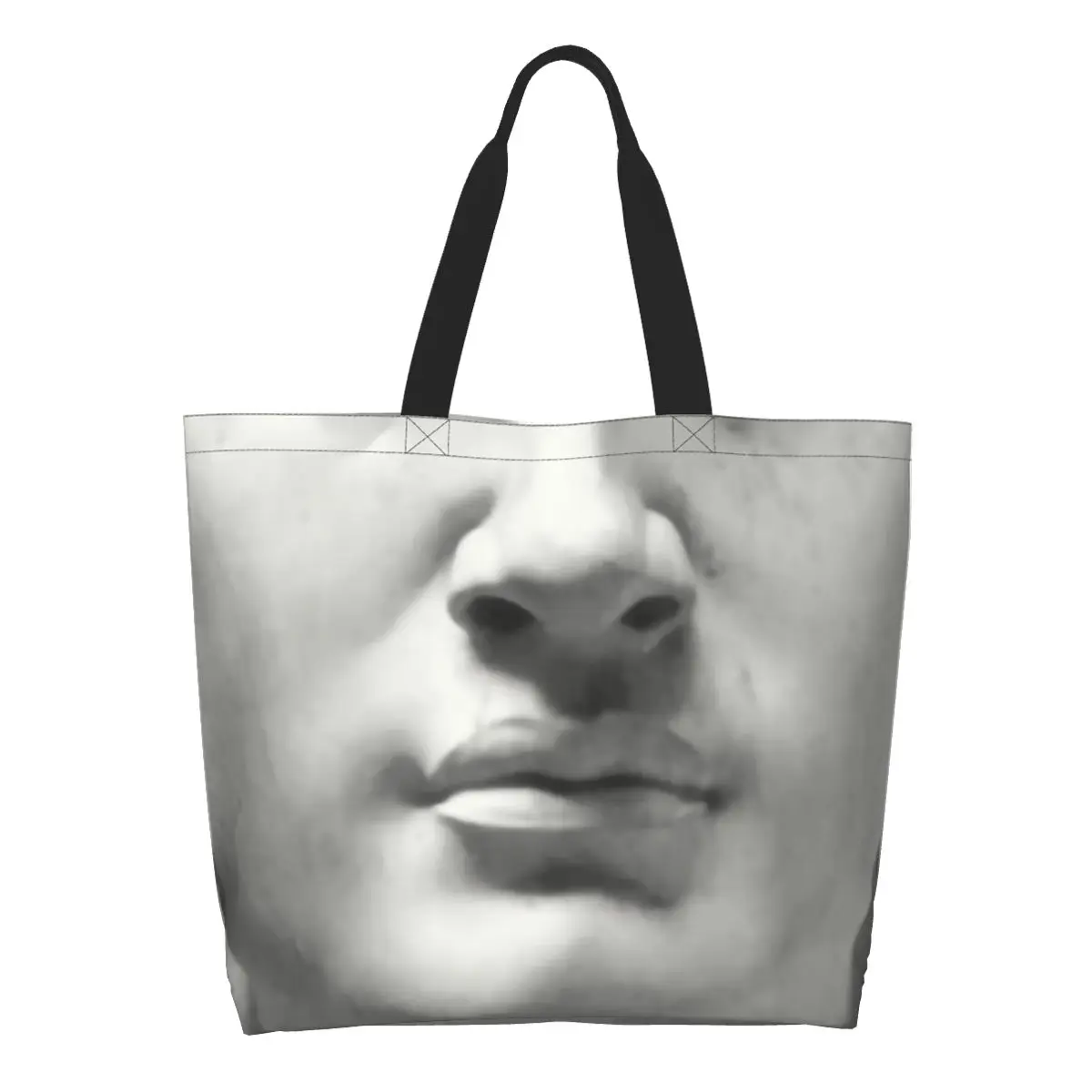 

Recycling David Statue Head Shopping Bag Women Shoulder Canvas Tote Bag Washable Michelangelo Art Grocery Shopper Bags