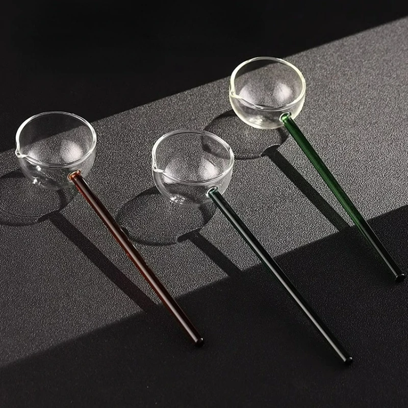 Creative Long Handled Glass Spoons Heat-resistant Bar Stirring Spoon Transparent Honey Dessert Spoons Bar Kitchen Accessories