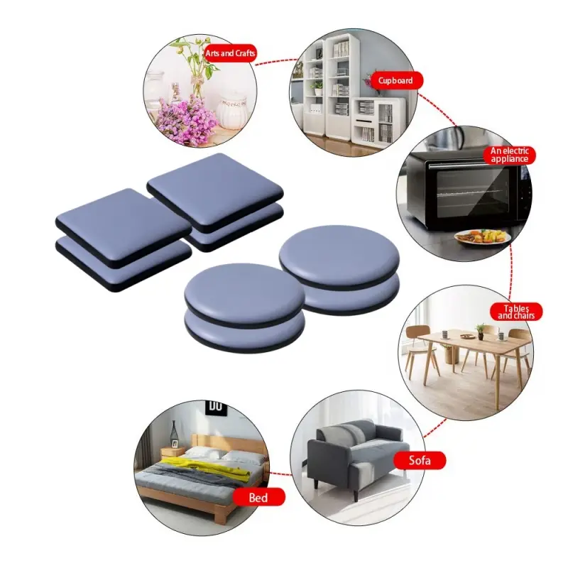4pcs/set Furniture Leg Slider Pads Anti Scratch Easy Move Heavy Furniture Thickened Moving Pad Anti-abrasion Floor Protector Mat - Image 6