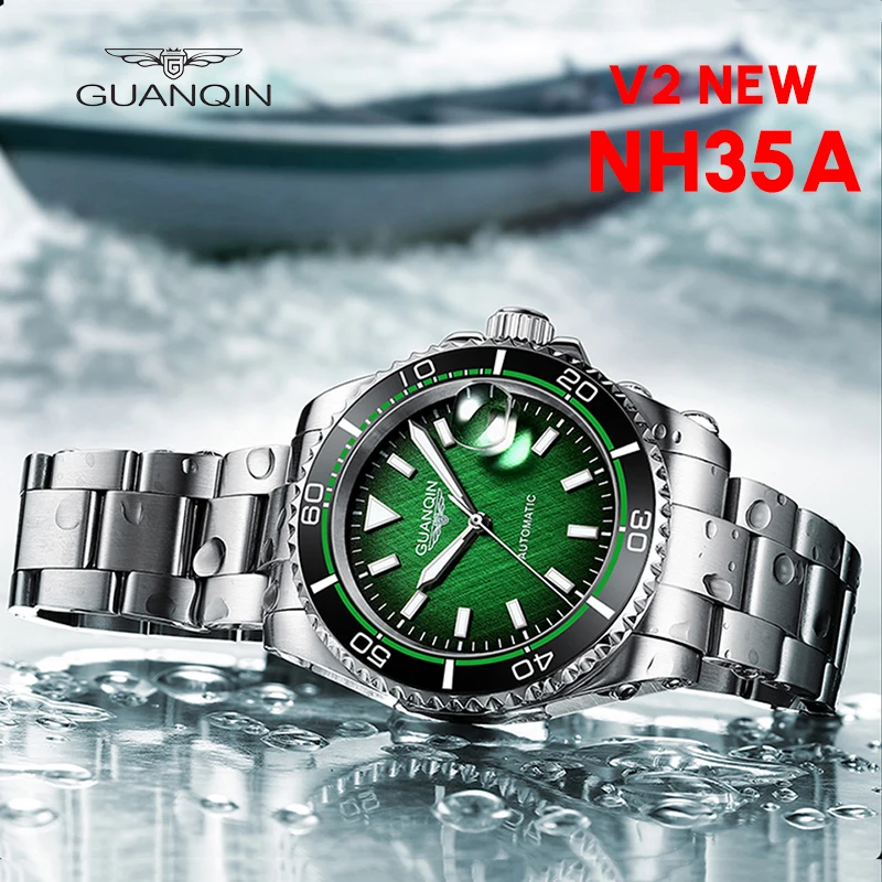 Guanqin Automatic Mechanical Watch NH35A Men's Watch Sapphire Fashion Sports Watch Stainless Steel Waterproof Luminous 2022 New