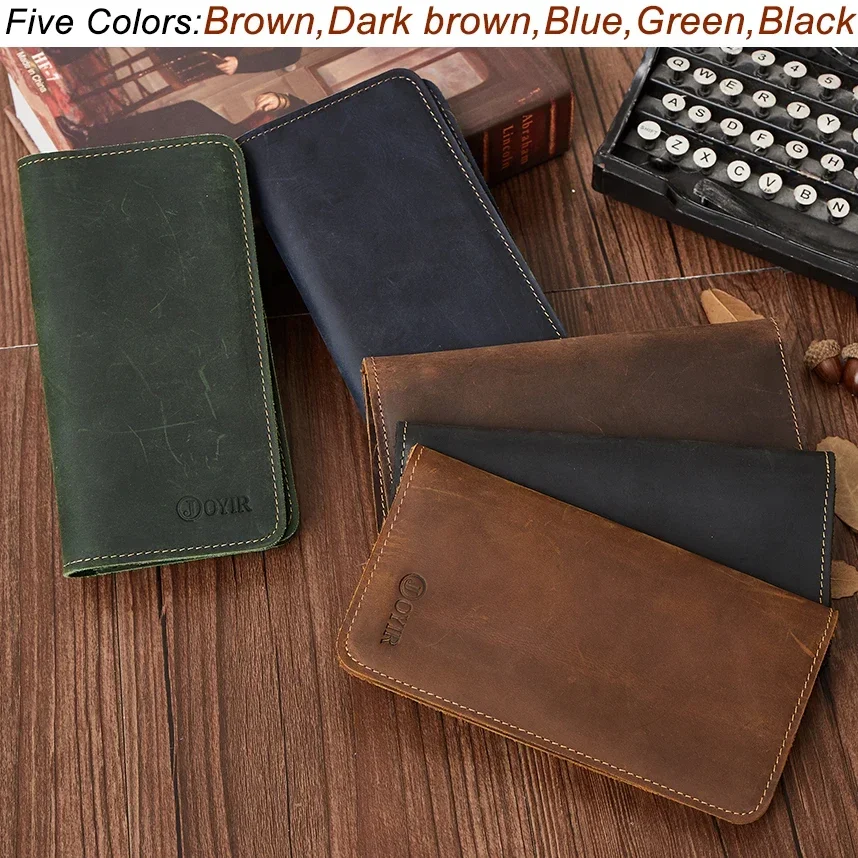 Men Genuine Leather Wallet Men Coin Purse Vintage Long Men Wallets Perse Solid Card Holder Clutch Carteira Hombre for Male 5