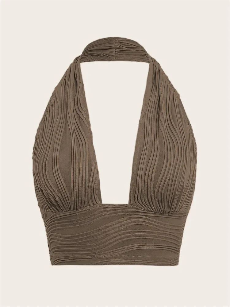 Ava Backless Crop Halter Top 9