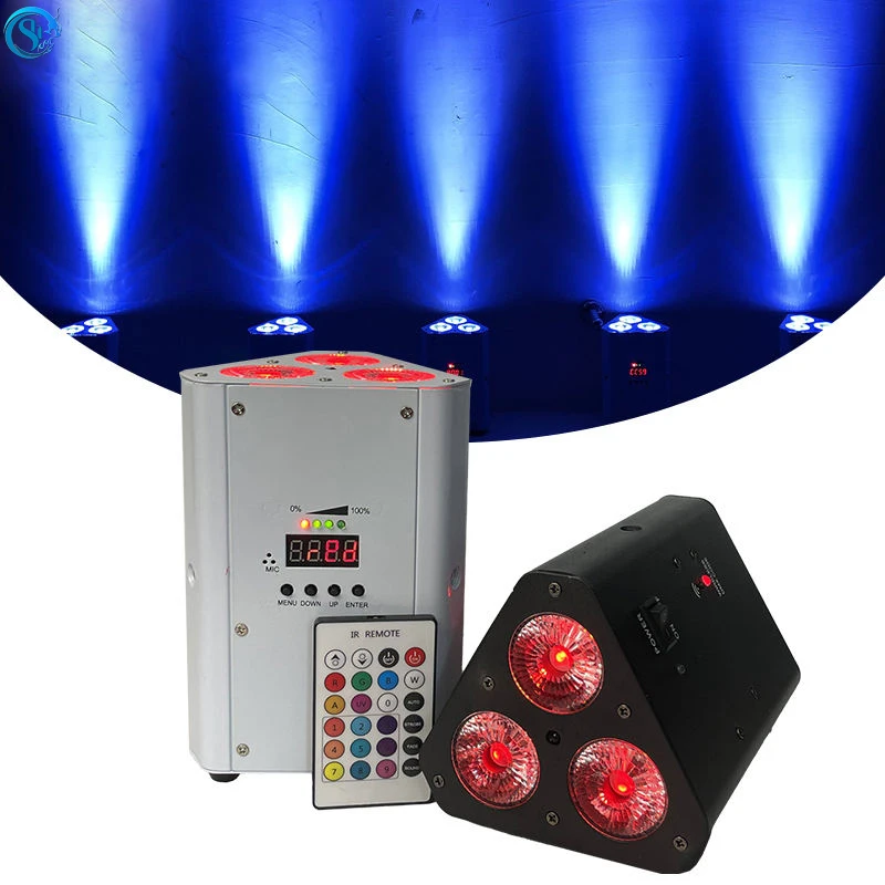 3x18W RGBW UV Wireless Dmx Battery Powered LED Wedge Uplights with IRC Remote Control for  DJ Party Wedding Lights