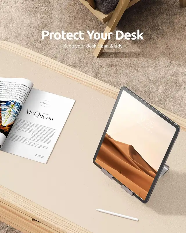 Large Mouse Pad,Office Desk Mat, Leather Desk Pad Protector, Non-Slip PU Leather Desk Blotter, Laptop Desk Pad - Image 5