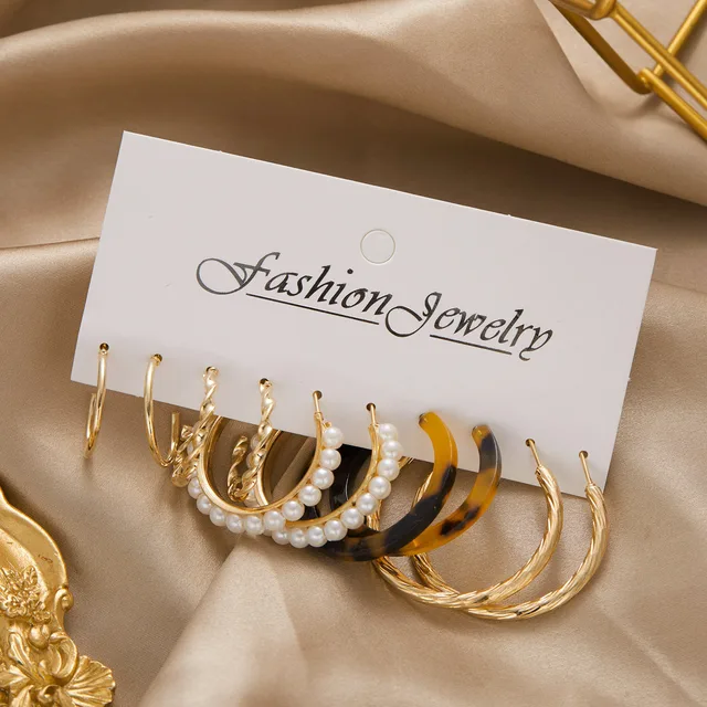 Korean Trendy Geometirc Butterfly Pearl Earrings Set For Women Resin Acrylic Star Heart Round Hoop Earrings Brincos Jewelry Gift ER22Y0082