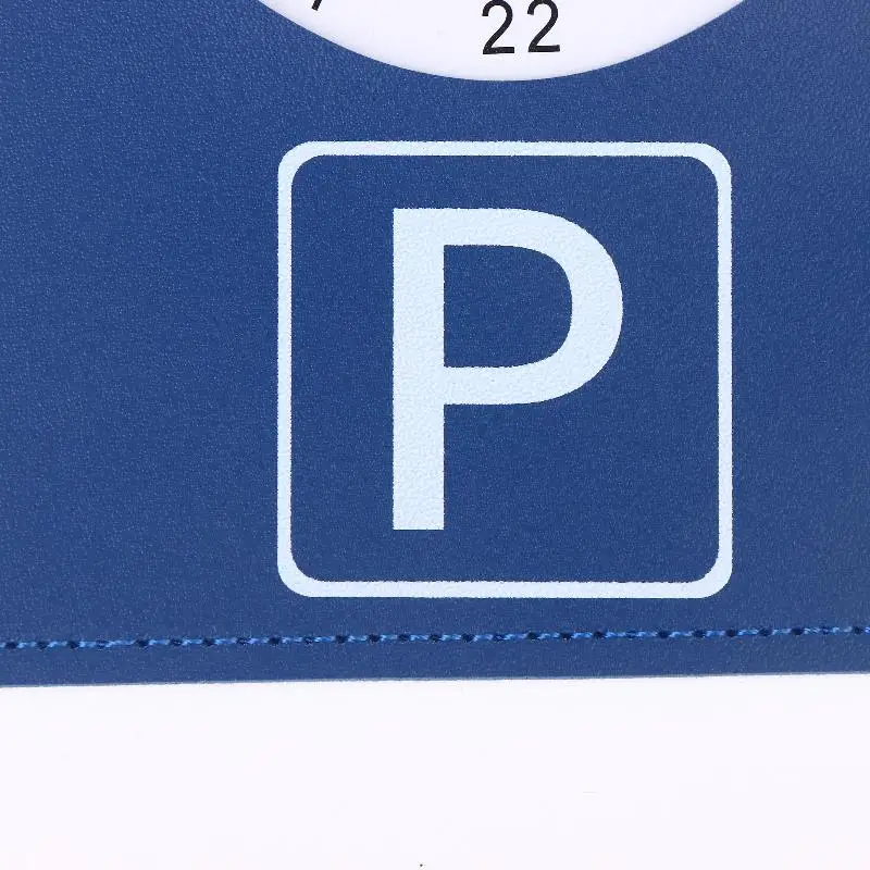 Blaue PU-Leder-Parkscheibe, 4-sprachige Version, langlebiger und wasserbeständiger Ankunftstimer für das Auto – universelles europäisches Design – Detail 15