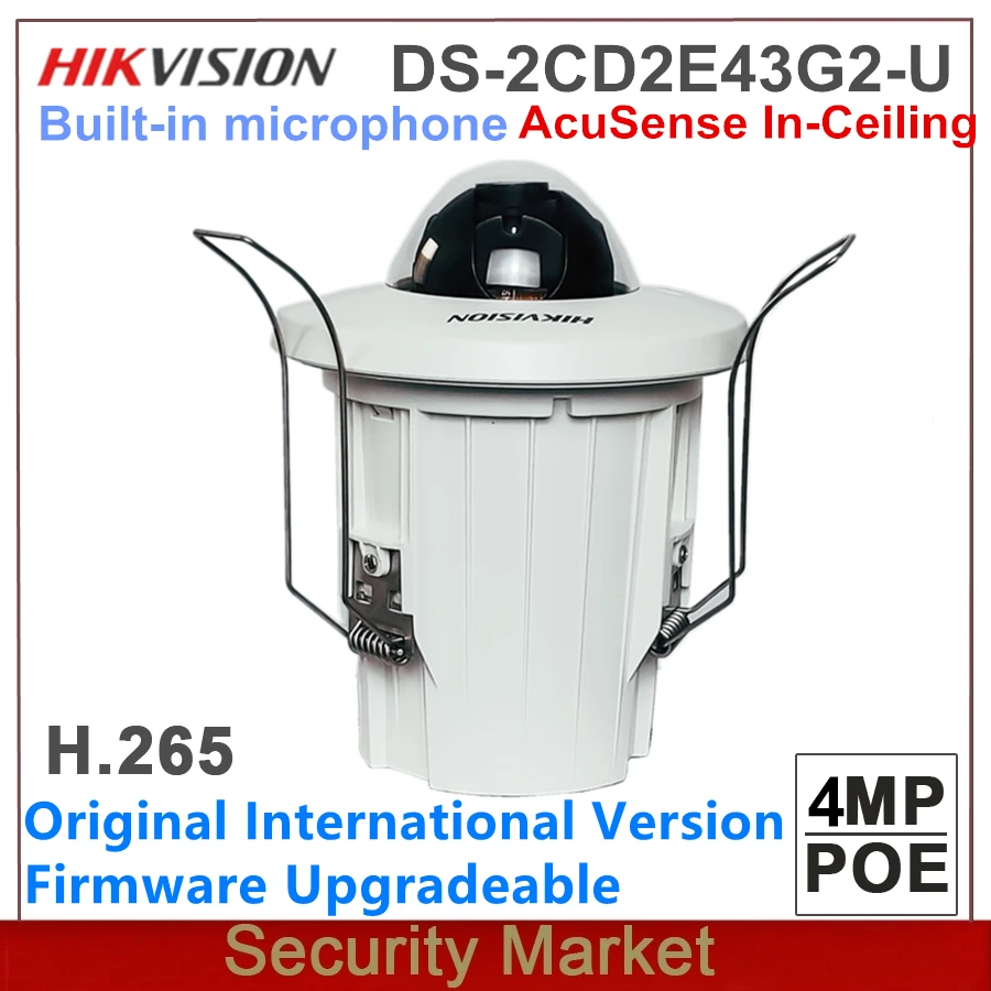Original Hikvision DS-2CD2E43G2-U 4MP AcuSense In-Ceiling Fixed Mini Dome Network Camera Built-in Microphone 1