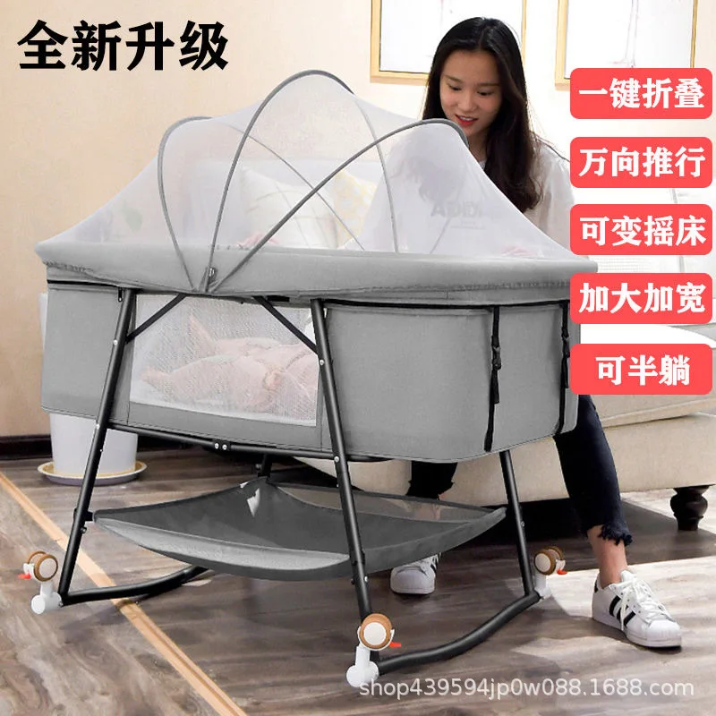 

Crib, baby crib, European-style crib, folding, multifunctional, portable, newborn child bed