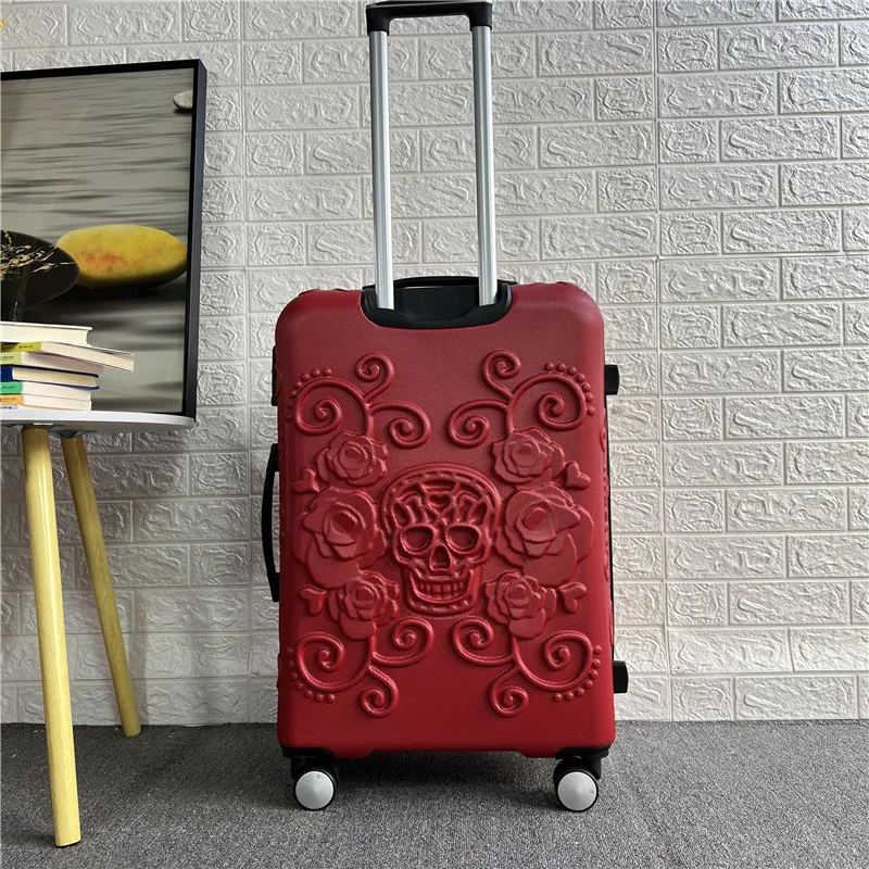 20"24"28" inch Skull Rolling Luggage Spinner Students Password Suitcase Carry on Trolley Suitcase Travel bag rolling luggage trolley,folding luggage trolley