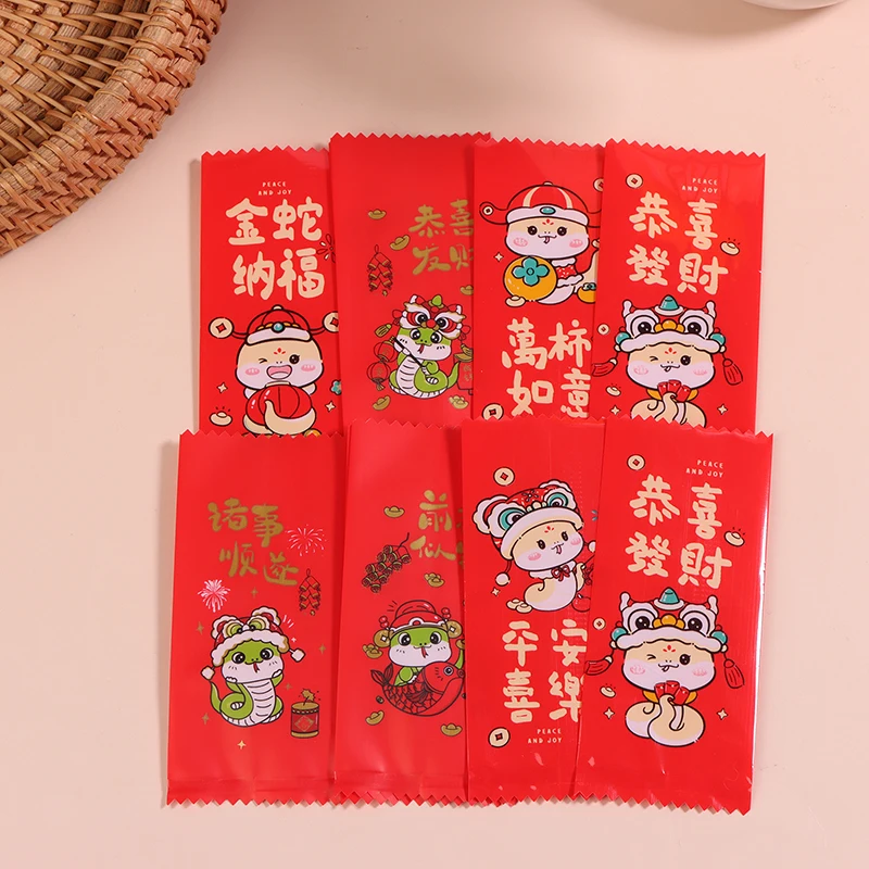 200Pcs Chinese New Year DIY Snowflake Crispy Nougat Packaging Baking Cookie Candy Sealed Bags Party Decoration
