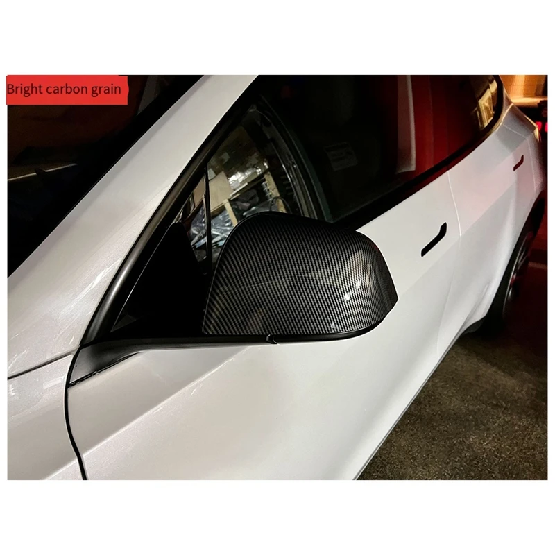 Car Rear Mirror Cover Cap Carbon Fiber Pattern For Tesla Model 3 -/Model Y Exterior Side Mirror Cover