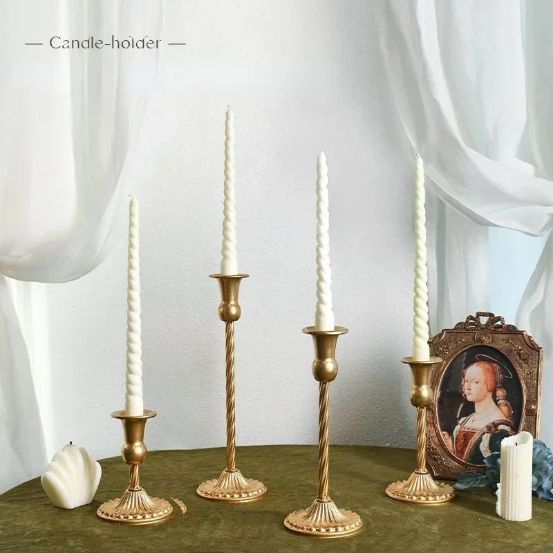 Retro Gold Spiral Candlestick Holders Candlestick Stand Home Decoration Candlelight Dinner Table Romantic Wedding Ornaments candle holders