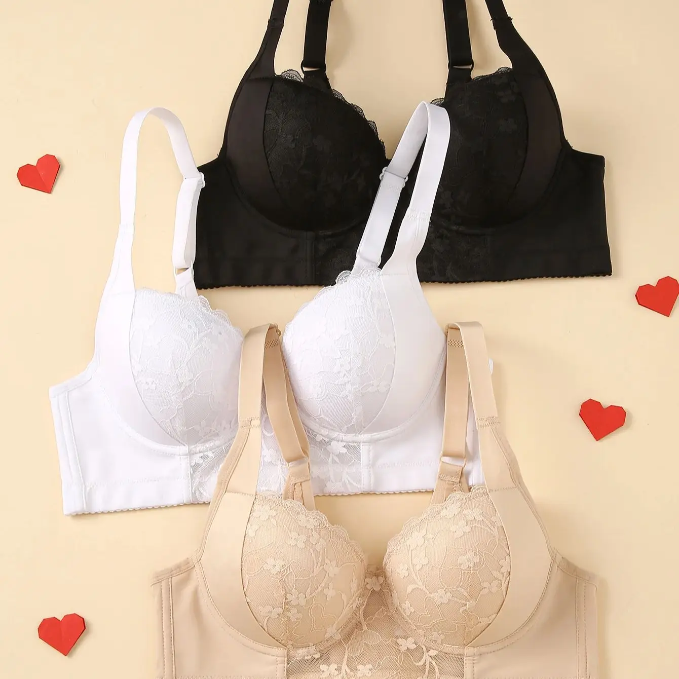 Women’s Push Up Bra, Sexy Lace Bra with Detachable Straps for Lift & Support, Perfect for All Seasons