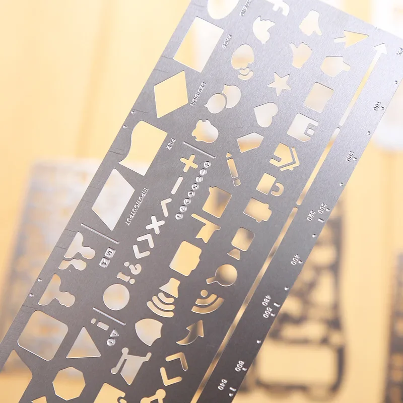 Stainless Steel Ruler Cat Multifunctional stainless steel hollow ruler Geometric figure drawing stencils templates metal ruler Diy Tool Diary Template