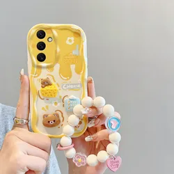 Cream Cake Design Protective Phone Case - Galaxy A04s (Yellow Bear)