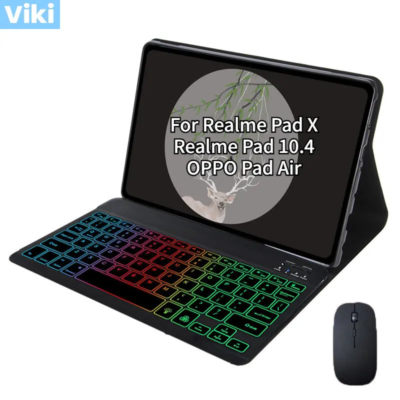 Custodia Per Mouse Con Tastiera Retroilluminata Bluetooth Senza Fili Staccabile Per Realme Pad X Realme Pad 10.4 Custodia Per Tastiera Air Pad Oppo