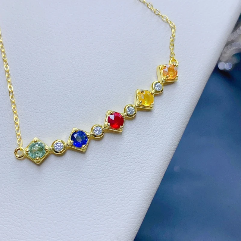 

Natural sapphire pendant necklace for women silver 925 jewelry luxury gem stones 18k gold plated free shiping items