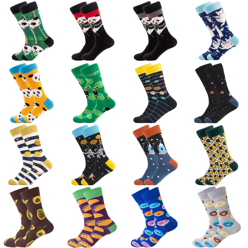 

1pair Combed Cotton Fashion Hip Hop Man woman Socks Harajuku fruit Skateboard animal panda Happy Socks Funny Sock