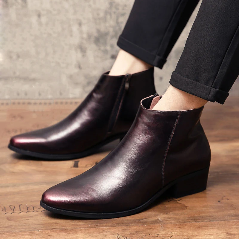 Black Leather Formal Ankle Zipped Chelsea Boots