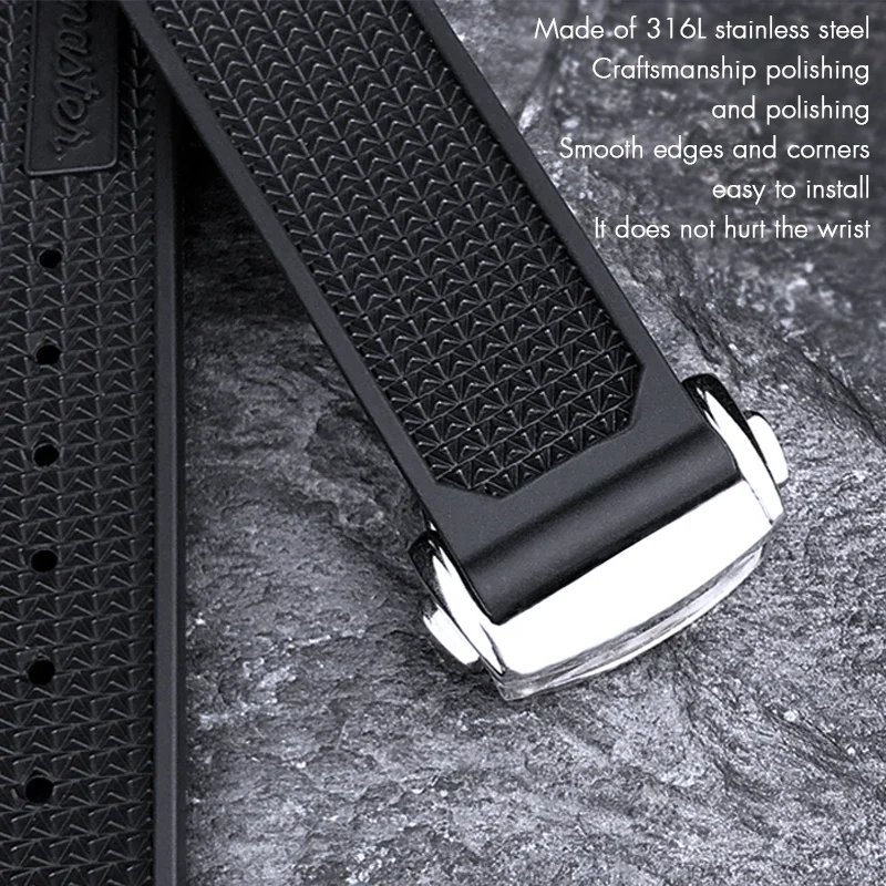 Premium 22mm Soft Silicone Watchband - Natural Rubber Strap
