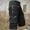 Men's  Shorts Jogging Shorts Solid Color Multi-Pocket Summer Casual Straight Cargo Shorts Men Shorts 4
